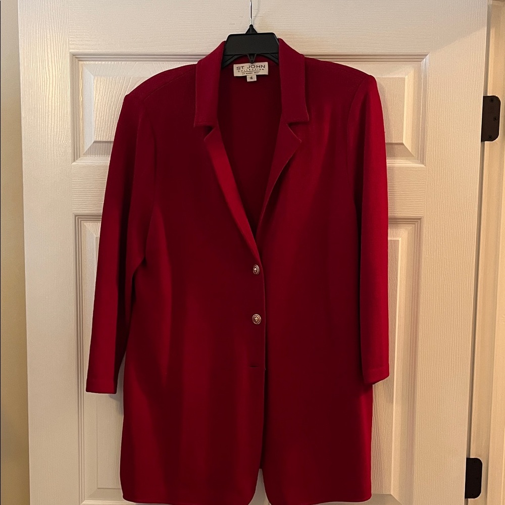 St. John Collection Rich Red Knit Blazer